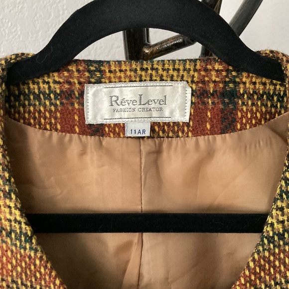 Vintage 1990’s Wool Blend Oversized Tartan Blazer & Skirt Size S - Picture 2 of 15